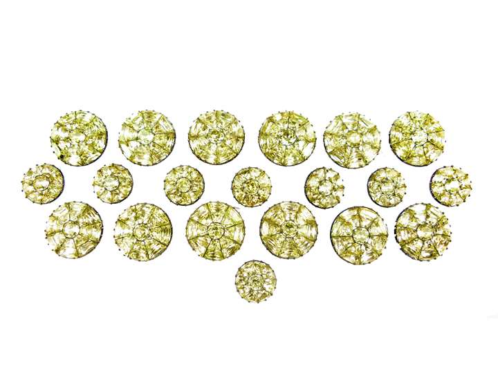 Set of twelve large and eight small 18th century Portuguese chrysolite cluster buttons